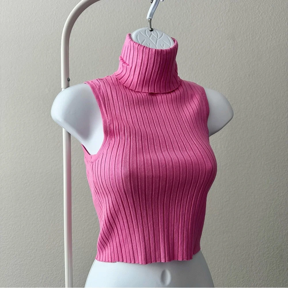 ZARA Ribbed Sleeveless Turtleneck Top - Picture 4 of 8
